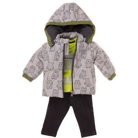 Set 2/3 piese maneca lunga - Babybol Set 3 piese baiat, gri