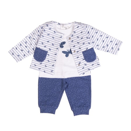 Fete - Babybol Set 3 piese bebe fetita,imprimeu fluturi