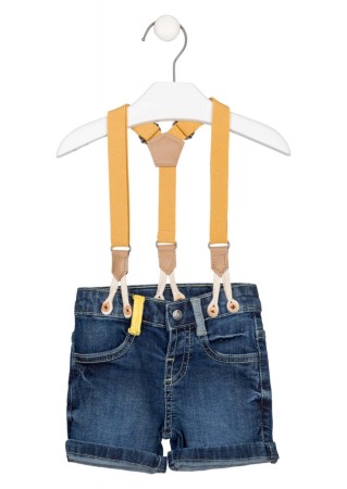 Fete/Baieti 0-24 luni - Bermuda jeans cu bretele baiat , Losan