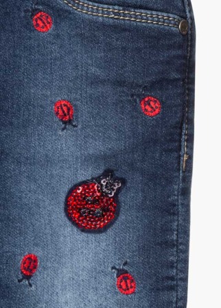 Blugi fete strech, broderie gargarite, denim [2]