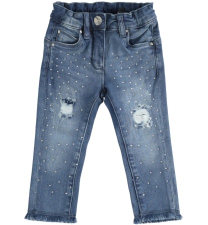 Fete/Baieti 2- 16 ani - Blugi slim fit fetite cu strasuri , denim, iDO