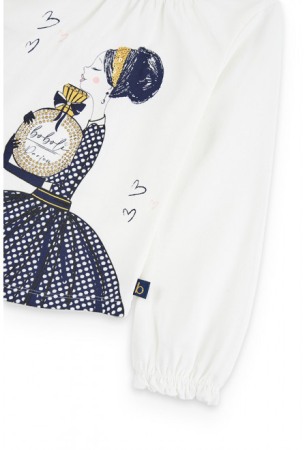 Bluza chic alba din bumbac cu imprimeu fetita, Boboli [3]