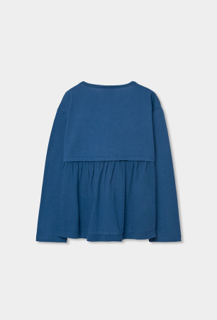 Bluza cu maneca lunga fete, bumbac better cotton, aplicatii florale, navy, brand Boboli [2]