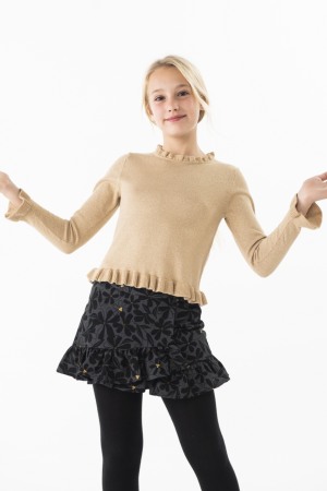 Camasi/Bluze/Sacouri - Bluza eleganta fete, tricot fin, volanase, auriu, brand Boboli