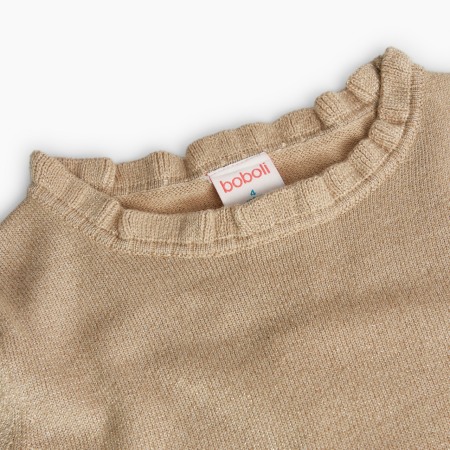 Bluza eleganta fete, tricot fin, volanase, auriu, brand Boboli [3]