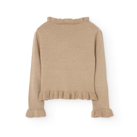 Bluza eleganta fete, tricot fin, volanase, auriu, brand Boboli [1]