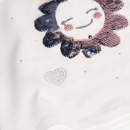 Bluza eleganta fetite, bumbac better cotton, floare cu paiete si strasuri, alb natural, Boboli [3]