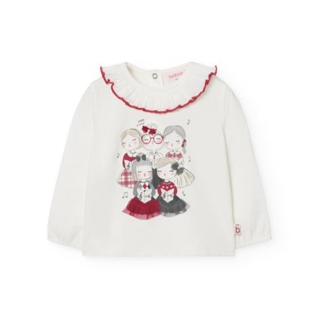 Bluza eleganta fetite, bumbac better cotton,imprimeu fetite cu stasuri, alb natural, Boboli [2]