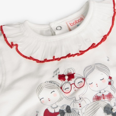 Bluza eleganta fetite, bumbac better cotton,imprimeu fetite cu stasuri, alb natural, Boboli [3]