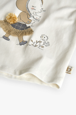 Bluza eleganta fetite, bumbac better cotton, imprimeu iepuras, crem, brand Boboli [3]