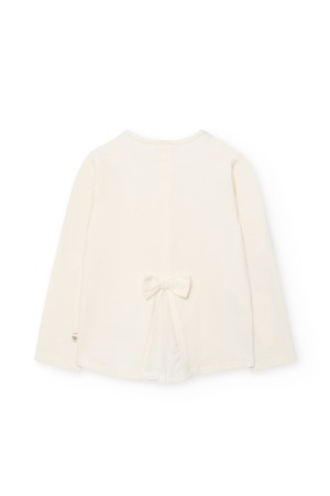 Bluza eleganta fetite, bumbac better cotton, inimioara florala cu perle, crem, brand Boboli [1]