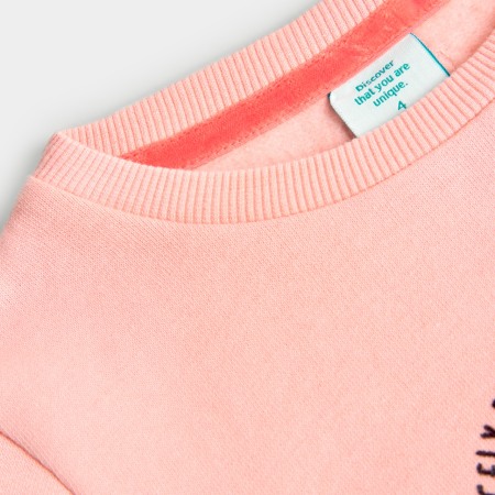 Bluza fete bumbac vatuit, broderie inima cu strasuri, roz, Boboli [3]