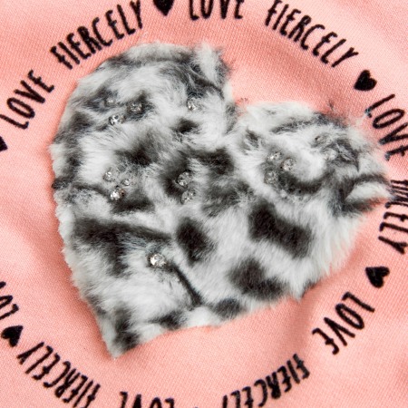 Bluza fete bumbac vatuit, broderie inima cu strasuri, roz, Boboli [2]