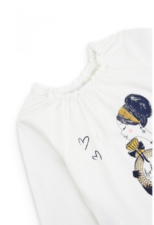 Bluza fete gama CHIC, alba, bumbac better cotton, imprimeu fetita, Boboli [2]