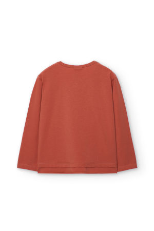 Bluza maneca lunga fetite 1-10 ani, bumbac better cotton, imprimeu floare, caramizie, brand Boboli [2]