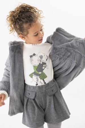 Tricouri maneca lunga - Bluza maneca lunga fetite, bumbac better cotton, imprimeu fetita cu catel, Boboli