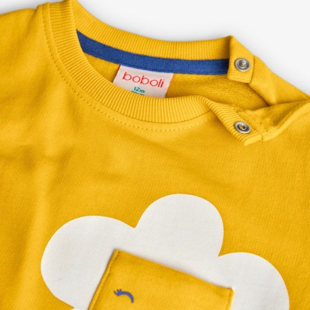 Compleu 2 piese fetite 1-8 ani, bluza galbena cu blugi evazati, brand Boboli [2]