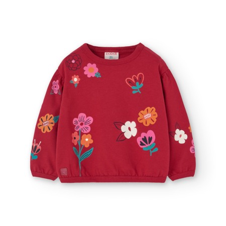 Camasi/Bluze/Sacouri - Bluza tricot fetite, bumbac, imprimeu floral, rosie, Boboli