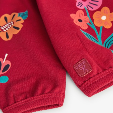 Bluza tricot fetite, bumbac, imprimeu floral, rosie, Boboli [3]