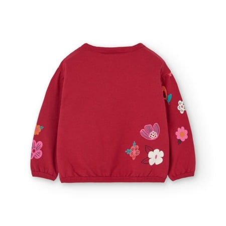 Bluza tricot fetite, bumbac, imprimeu floral, rosie, Boboli [1]
