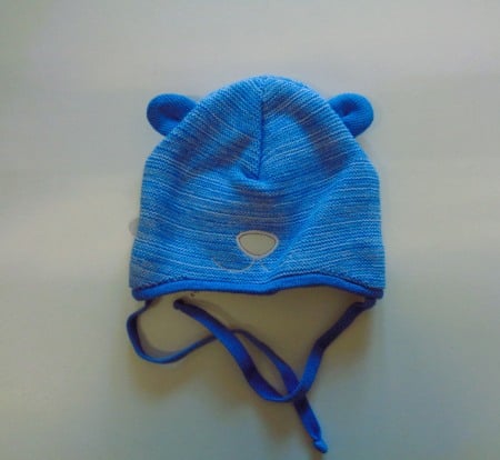 Fete/Baieti 0-24 luni - Caciula bebe baiat cu snur, bleu, tricot