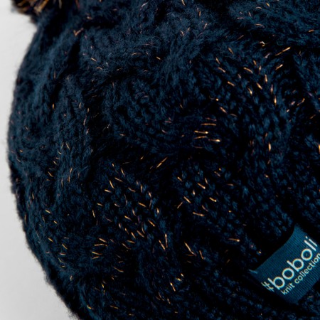 Caciula tip basca tricot, fibre metalice aurii, bleumarin, Boboli [1]