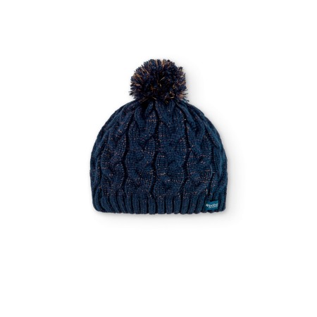 Baieti - Caciula tip basca tricot, fibre metalice aurii, bleumarin, Boboli