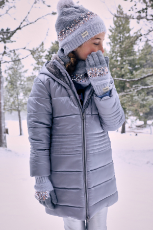 Fete/Baieti 2- 16 ani - Caciula tricot fete, paiete multicolor, captuseala blanita, gri, brand Boboli