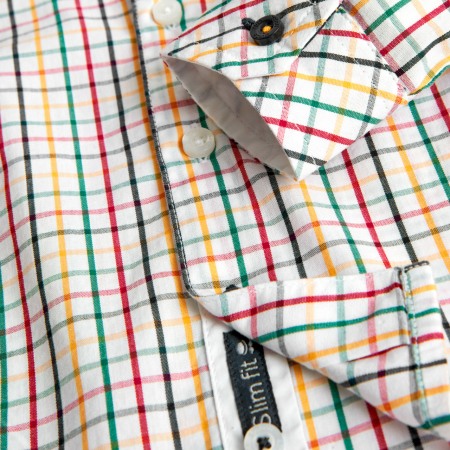 Camasa baiat maneca lunga bumbac, carouri, multicolor, Boboli [3]