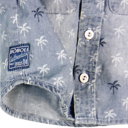 Camasa baieti jeans, imprimeu palmieri, Boboli [3]