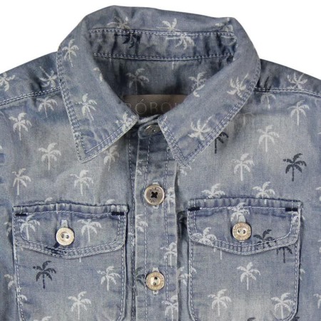 Camasa baieti jeans, imprimeu palmieri, Boboli [2]