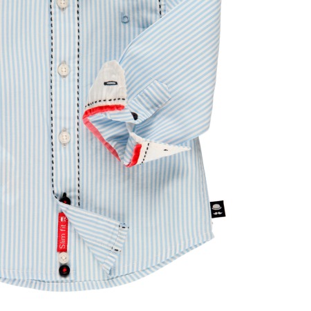 Camasa bumbac maneca lunga baiat, dungi bleu, Boboli [4]