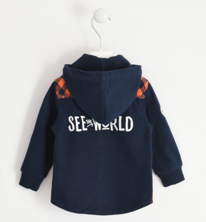 Camasa maneca lunga baiat cu gluga, carouri, orange, iDO [1]