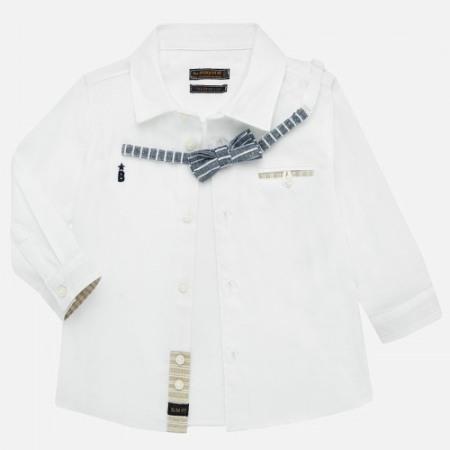 Camasa maneca lunga cu papion baiat , alba, Mayoral [2]
