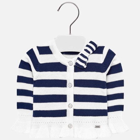 Pulovere/Bolero tricot - Cardigan din tricot cu fundita fete, Mayoral, dungi navy