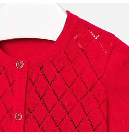 Fete - Cardigan tricot rosu bebe fetita, Mayoral