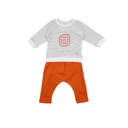 Fete/Baieti 0-24 luni - Compleu 2 piese bebe baiat, bumbac, maneca lunga, dungi, brand Babybol