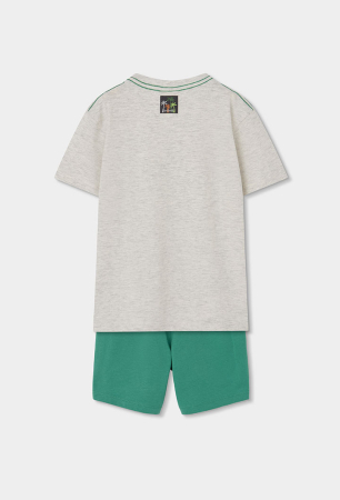 Compleu 2 piese vara baieti 1-10 ani ani, tricou cu bermuda verde, gri, brand Boboli [1]