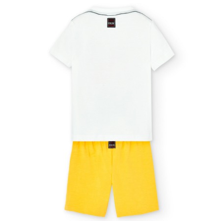 Compleu baiat vara, tricou maneca scurta cu sort galben, bumbac, Boboli [1]