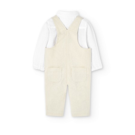 Compleu bebe baiat, camasa muselina alba cu salopeta in, Boboli [1]