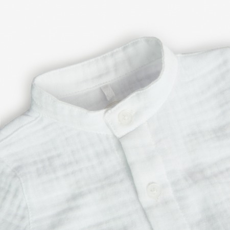 Compleu bebe baiat, camasa muselina alba cu salopeta in, Boboli [4]