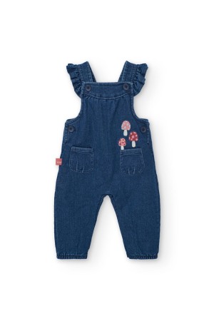Compleu bebe fetita, salopeta denim cu body , broderie ciupercute, brand Boboli [3]