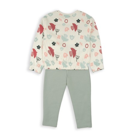 Fete - Compleu fete bumbac vatuit, bluza cu colant turcoaz, brand Babybol