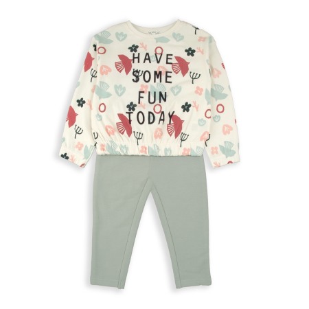 Compleu fete bumbac vatuit, bluza cu colant turcoaz, brand Babybol [1]