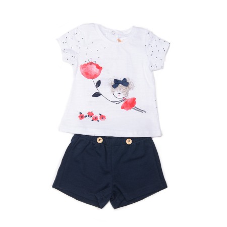 Set 2/3 piese maneca scurta - Compleu fete tricou maneca scurta cu pantaloni scurti, Babybol