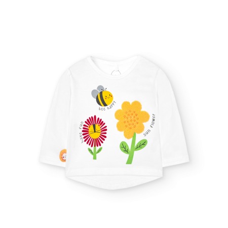 Compleu fetite, bumbac, tricou maneca lunga si colanti, imprimeu floral, Boboli [2]