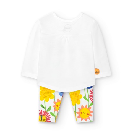 Compleu fetite, bumbac, tricou maneca lunga si colanti, imprimeu floral, Boboli [1]