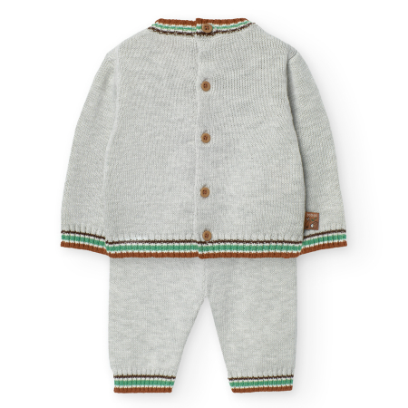 Costumas tricot bebe, unisex, animale brodate, gri, brand Boboli [1]