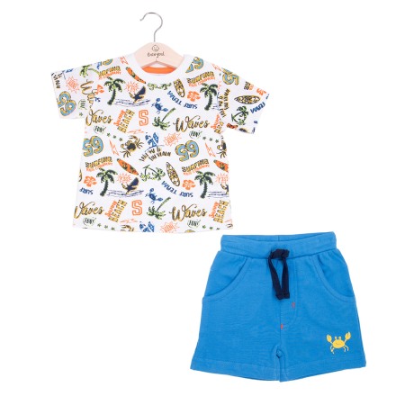 Baieti - Compleu vara bebe bumbac, tricou cu pantalon scurt, Babybol Barcelona