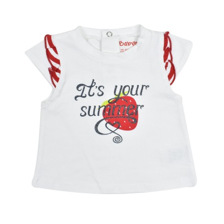 Compleu vara fete,tricou maneca scurta cu sort in dungi , 100% bumbac, Babybol Barcelona [1]